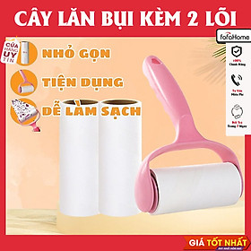 Cây Lăn Bụi Làm Sạch Quần Áo Ga Giường Sofa - Lông Động Vật Sợi Vải Đồ Da Siêu Dính Dễ Dàng Thay Lõi Lăn Bụi Kèm 2 Lõi Cây Lăn Size 10cm