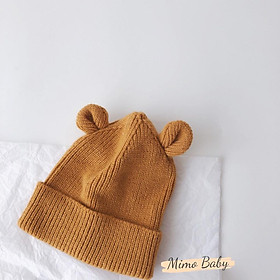 Mũ nón len cho bé - mũ len trơn tai gấu vặn vành cho bé 6m-5y mimo baby ML37