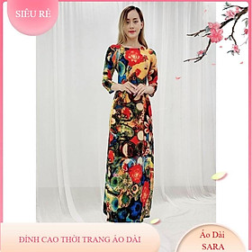 SET ÁO DÀI IN HỌA TIẾT HOA SẮC MÀU