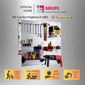 Mua Bảng treo dụng cụ Pegboard cơ khí SMLIFE WB2 - Mô đun 2 tấm bảng treo dụng cụ làm bằng thép mạ kẽm hoa dày 1 2mm + bộ móc treo sơn tĩnh điện màu đen - Giúp lưu trữ dụng cụ trực quan  dễ tìm kiếm - Combo dành cho gia đình