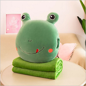 Mua GỐI MỀN 3 in 1 hình thú cute Khỉ Ếch Thỏ Sư tử  thun 4 chiều siêu mịn  bộ chăn gối văn phòng  gấu bông kèm mền GM75-GMMat