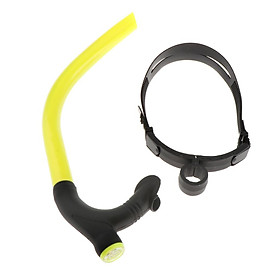Swimming Center Snorkel Silicone Breathing Tube Adjustable Head Strap - Red Yellow Pink