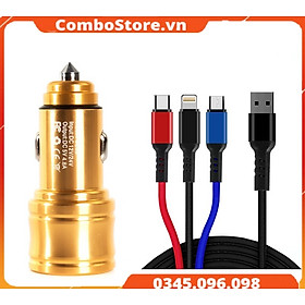 Tẩu sạc siêu nhanh 4.8A ô tô xe hơi 2 cổng usb kèm dây cao cấp