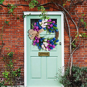 Artificial Tulip Wreath Fake Hanging Front Door Garland Party Garden Decor