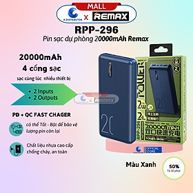 Mua Sạc dự phòng Remax 20000mAh RPP-296 - Hàng Chính Hãng - Bảo Hành 12 Tháng