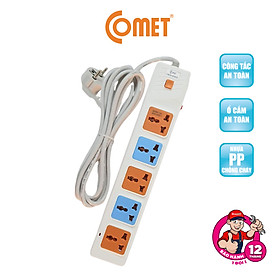 Ổ Cắm Điện Nối Dài COMET CES10503 2500W, Dây Dài 3M, 5 Lỗ 3 Chấu, Chất Liệu Nhựa PP Chống Cháy, Có Cầu Chì Bảo Vệ