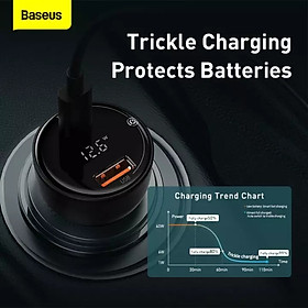 Mua (Tặng túi đựng TOPK) Tẩu sạc Baseus hai cổng Type-C và USB  công suất 100W sạc nhanh cho laptop  điện thoại ...-Hàng chính hãng