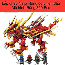 đồ chơi lắp ráp xếp hình lắp ghép ninja Rồng đỏ chiến đấu có 800Pcs với 4 nhân vật