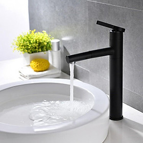 Vòi lavabo nóng lạnh Lukas Korea Black cao 30cm