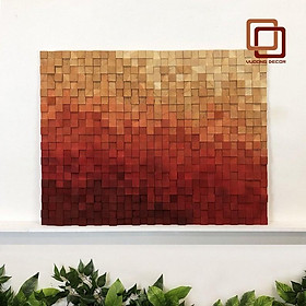 Mua Tranh gỗ trang trí 3D tone ĐỎ CAM (Wood mosaic) - (KÍCH THƯỚC 30x40 và 40X60cm)