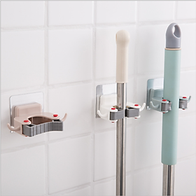 Mua Móc dán tường kẹp giữ cây lau nhà  móc treo chổi màu ghi