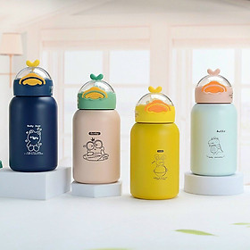 Mua BÌNH ĐỰNG NƯỚC GIỮ NHIỆT NÓNG LẠNH 450ML CÓ ỐNG HÚT HÌNH VỊT SIÊU KUTE ( Giao Màu Ngẫu Nhiên)