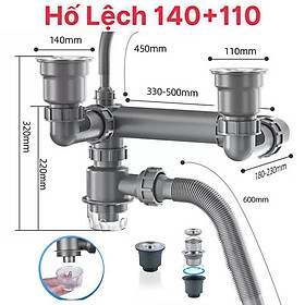 Bộ Xi Phông Thoát Nước Chậu Rửa Bát, Bầu Xả Inox 304, Thoát Nước Nhanh, Ngăn Mùi Hôi