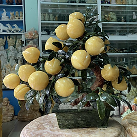 Mua Cây Đào Phong Thuỷ Tài Lộc Đá Ngọc Hoàng Long Gồm 18 Quả - cao 45cm