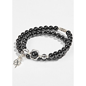 Vòng 2 Line Đá Núi Lửa Phối Charm Bạc (6mm) Ngọc Quý Gemstones