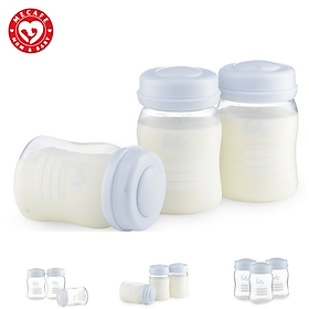Bộ 3 bình trữ sữa mẹ cổ rộng Fatzbaby 150ml + tặng 5 zipper 10x15cm