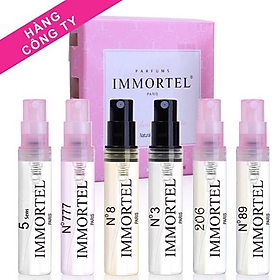 Nước Hoa IMMORTEL PARIS -Hộp 6 chai xịt 3ml : ( 5 Sens, No777, No8, No3, 206, No89 ) - Eau De Parfum