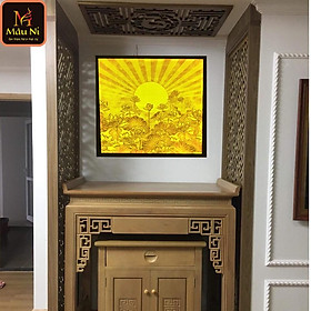 Mua Tranh trúc chỉ in MÂU NI  kt 81cm x 81cm  Sen hội tụ tỏa (thích hợp cho bàn thờ rộng 81cm  89cm  107cm)
