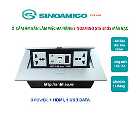 Mua Ổ cắm điện âm bàn đa năng Sinoamigo STS-212S màu bạc lắp âm bàn văn phòng  phòng họp