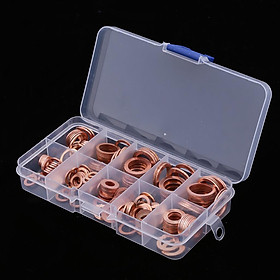 200pcs Copper Electrical Washer Sealing Ring Flat Gasket Assortment Set