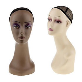 2pcs Plastic Mannequin Head Model Glasses Hat Wig Display Stand with Net