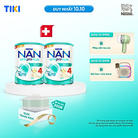 [23.09-02.10 Mua 1 Tặng 1] Bộ 2 lon Sữa bột Nestlé NAN OPTIPRO PLUS 4 800g/lon với 5HMO Giúp tiêu hóa tốt & Tăng cường đề kháng + Tặng Bộ xửng hấp 2 ngăn Inochi (Bé 2-6 tuổi)