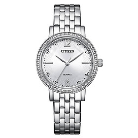 Đồng Hồ Nữ Citizen Pin-Quartz Đính Đá Swarovski Dây Thép Không Gỉ EL3100-55A - Mặt Trắng (31mm)