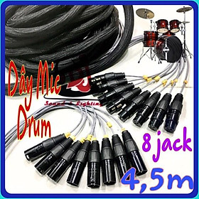 Dây micro trống jazz 8 đầu Jack canon dài 5m dây micro drum jazz 8 Mic