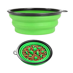 Collapsible Dog Bowl, Slower Feeder Bowl, 34oz Portable Travel Pet Bowl, Foldable Food Water Bowls with Carabiner Clip