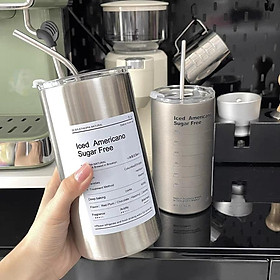 Mua Bình giữ nhiệt  ly giữ nhiệt 600ml Iced Americano tặng kèm ống hút và túi trong suốt