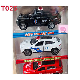 ( xe kim loại) set 4 xe ô tô cảnh sát, cứu thương, mở được cửa 2 bên đồ chơi an toàn cho bé