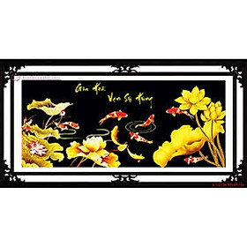 TRANH THÊU CHỮ THẬP GIA HÒA VẠN SỰ HƯNG 89x43cm -tự thêu