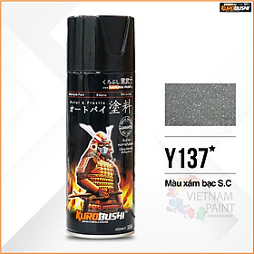 Sơn xịt Samurai Kurobushi - MÀU XÁM BẠC S.C Y137 (400ml)