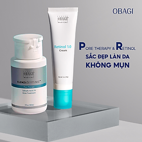 Combo Sản phẩm hỗ trợ giảm mụn, thâm nám Obagi Clenziderm Pore 2% BHA 148ml + Obagi Retinol 1.0 (28g)