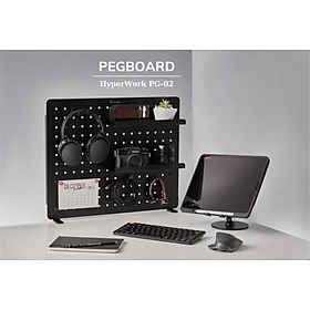 Hình ảnh Bảng treo đồ Pegboard kim loại kẹp bàn không cần khoan Hyperwork PG-02 (Tặng kèm 14 phụ kiện treo đồ) - Hàng Chính Hãng