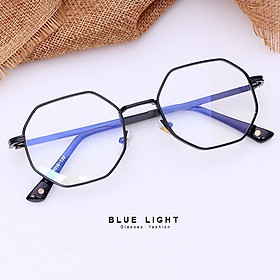 Kính Giả Cận, Gọng Kính Cận Nam Nữ Mắt Lục Giác Đen Bạc Viền Dày Không Độ Hàn Quốc - BLUE LIGHT SHOP