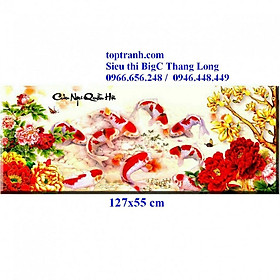 Mua tranh thêu chữ thập hoa mẫu đơn cá chép cửu ngư quần hội 223039 chưa thêu