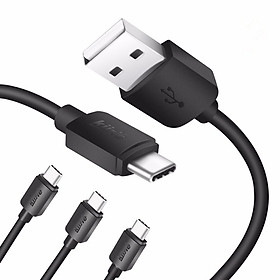 Kiirie USB Type C Cable, 3 pack【0.3m,1m,2m】 USB Type A to Type C Data Charging Cable for Type C USB Devices
