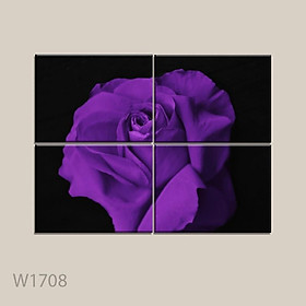 Bộ 4 tranh trang trí “Hoa hồng tím” – W316