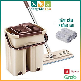 Mua Bộ cây lau nhà chổi lau nhà thông minh xoay 360 độ  tự vắt kèm thùng loại to