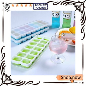 Mua Khuôn Làm Đá Silicon 14 Ô Có Nắp Đậy Tránh Bụi Bẩn Dẻo Dai Dễ Dàng Lấy Đá Ra Khỏi Khay-Giao Màu Ngẫu Nhiên
