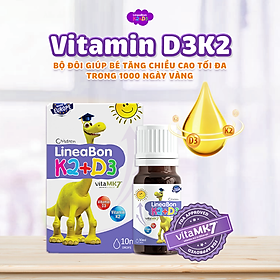 Lineabon bổ sung K2 và vitamin D3 - Có tem tích điểm đổi quà, giúp hấp thụ canxi, giảm còi xương, tăng chiều cao cho bé