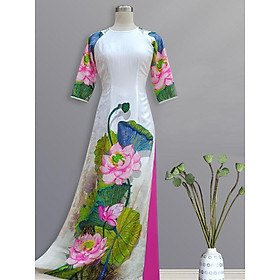 [HCM] Áo dài gấm in hoa sen xinh xỉu AD032 - Khánh Linh Style - Lady Fashion