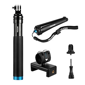 Gậy Selfie Đa Năng Cầm Tay Hợp Kim Nhôm TELESIN Cho Điện Thoại iPhone X/8/8 Plus/7/7 Plus/Android Và Camera GoPro Hero 7/6/5/4/3+/3 For SJCAM For YI 4K/YI Đen