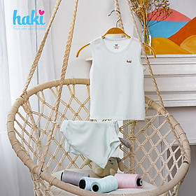 Bộ quần áo 3 lỗ cho bé vải gỗ sồi - Modal siêu mềm mịn mát lạnh cao cấp - Bộ sát nách cho bé từ 3 tháng đến 3 tuổi (4kg-15kg) HAKI BM005