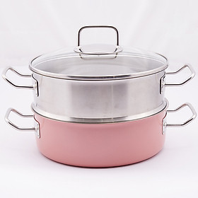 Nồi Hấp Edelkochen Solid Hồng Kèm Xửng Hấp Edelkochen Solid 3 Lớp 24cm