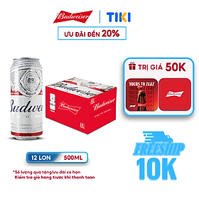 Thùng 12 Lon Bia Budweiser (500ml / Lon)