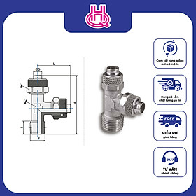 Mua Đầu nối chữ T khí nén ren ngoài Pneumax series ART.308 - Hàng chính hãng