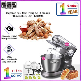 Máy trộn bột, đánh trứng 6.5 lít, 10 tốc độ đánh cao cấp thương hiệu DSP KM3025 - Công suất 1200W - HÀNG NHẬP KHẨU