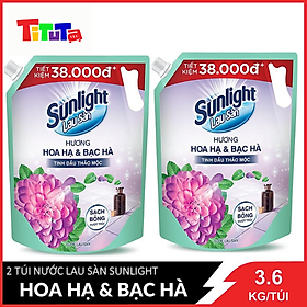 COMBO 2 Túi Nước lau sàn Sunlight Hương Hoa Hạ và Bạc Hà Túi 3.6kgx2